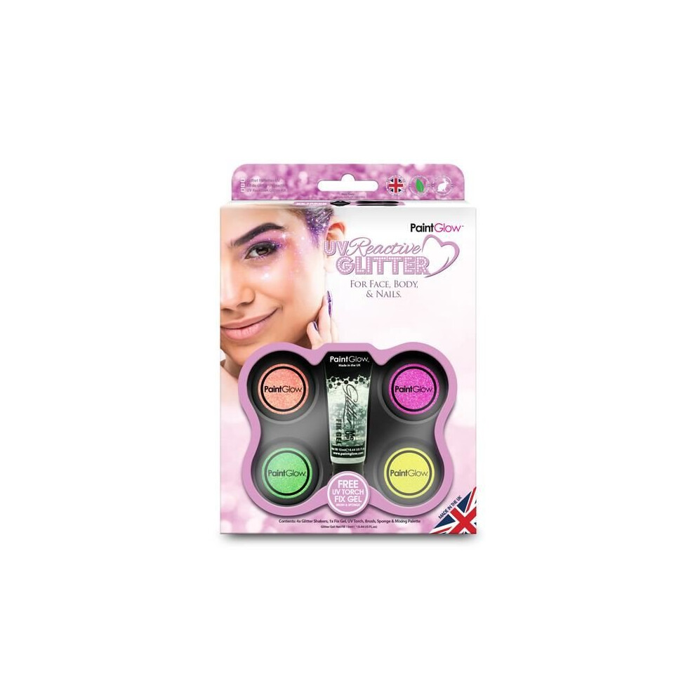 Paintglow Multicoloured Neon Uv Glitter Shaker Giftset