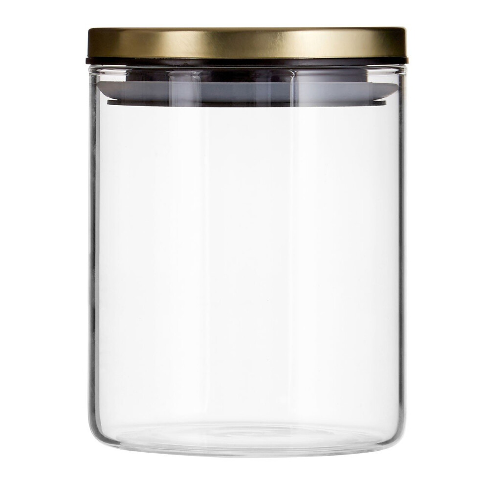 Clear Glass Freska Jar With Gold Metal Lid - 700ml | Airtight Storage Jar