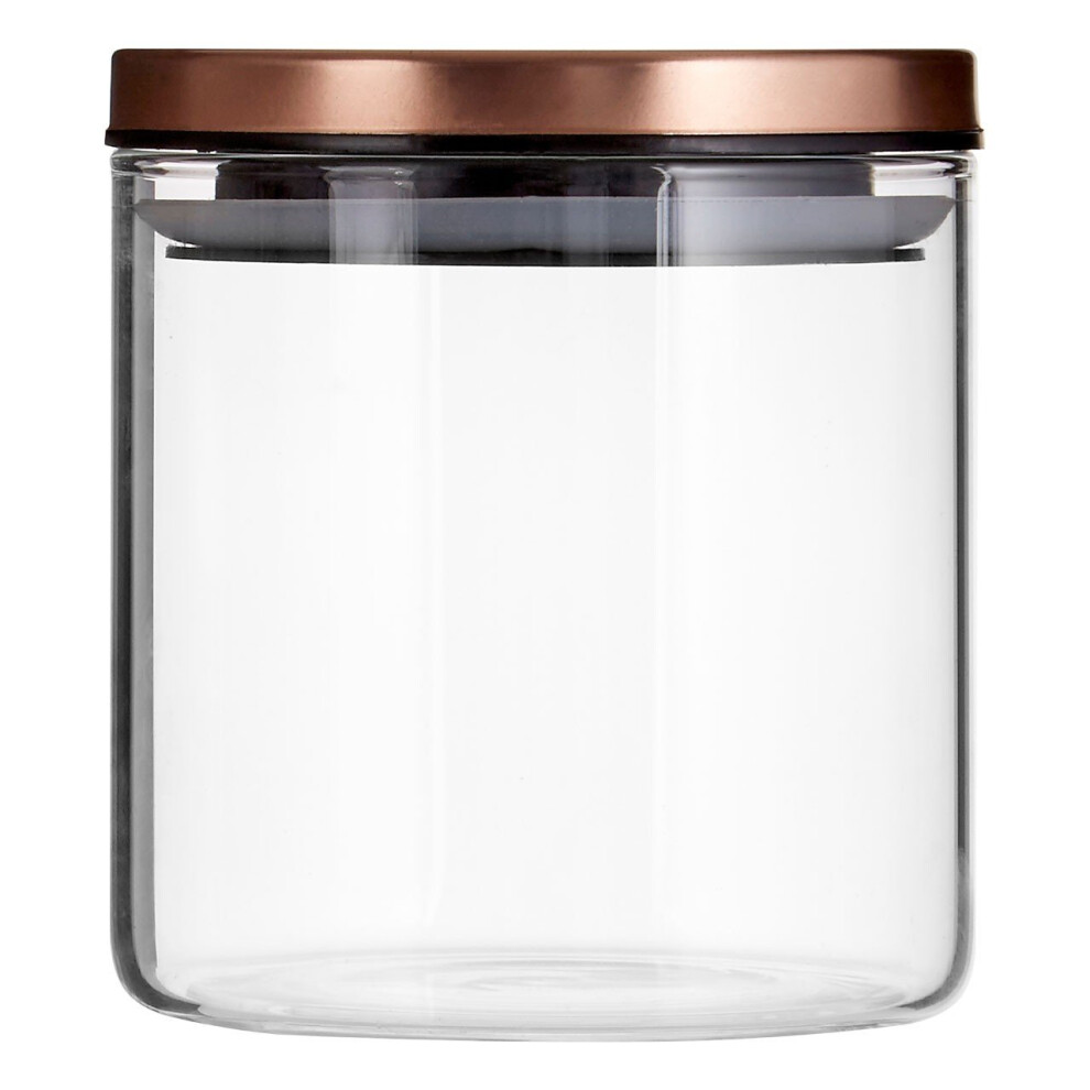 Freska Clear Glass Storage Jar with Rose gold Metal Lid, 550ml