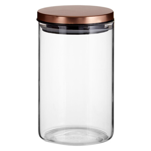 Premier Housewares Practical Design Rose Gold Lid 950ml Storage Jar, Elegant House Spice Jars, Durable Organizer For Kitchen 1