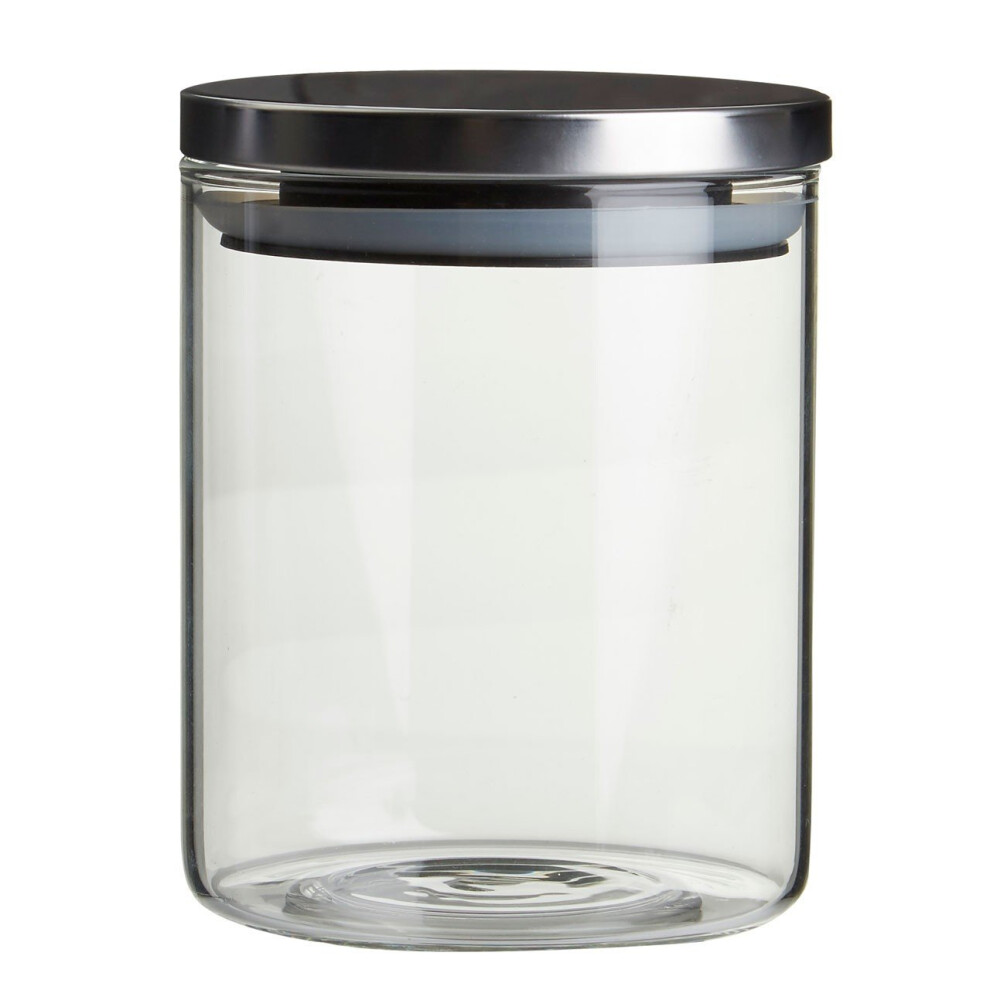 Premier Housewares Freska Clear Glass Storage Jar With Metal Lid, 700Ml Silver