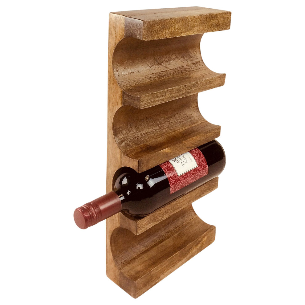 Wall Mounted Wooden Wine Rack 1 - 4 Bottles