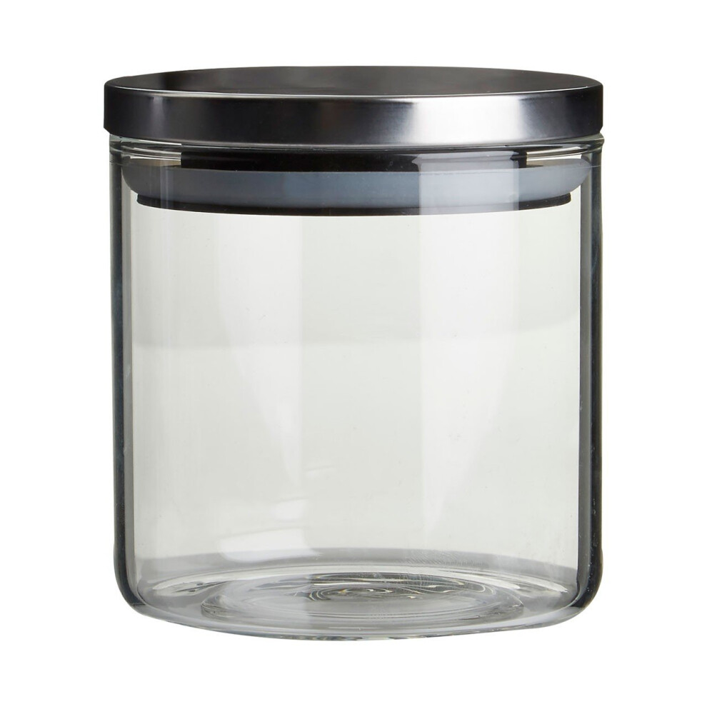 Premier Housewares Freska Clear Glass Storage Jar With Metal Lid, 550Ml Silver