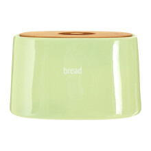 Fletcher Bread Crock Worded Detail Green Dolomite Bamboo Lid