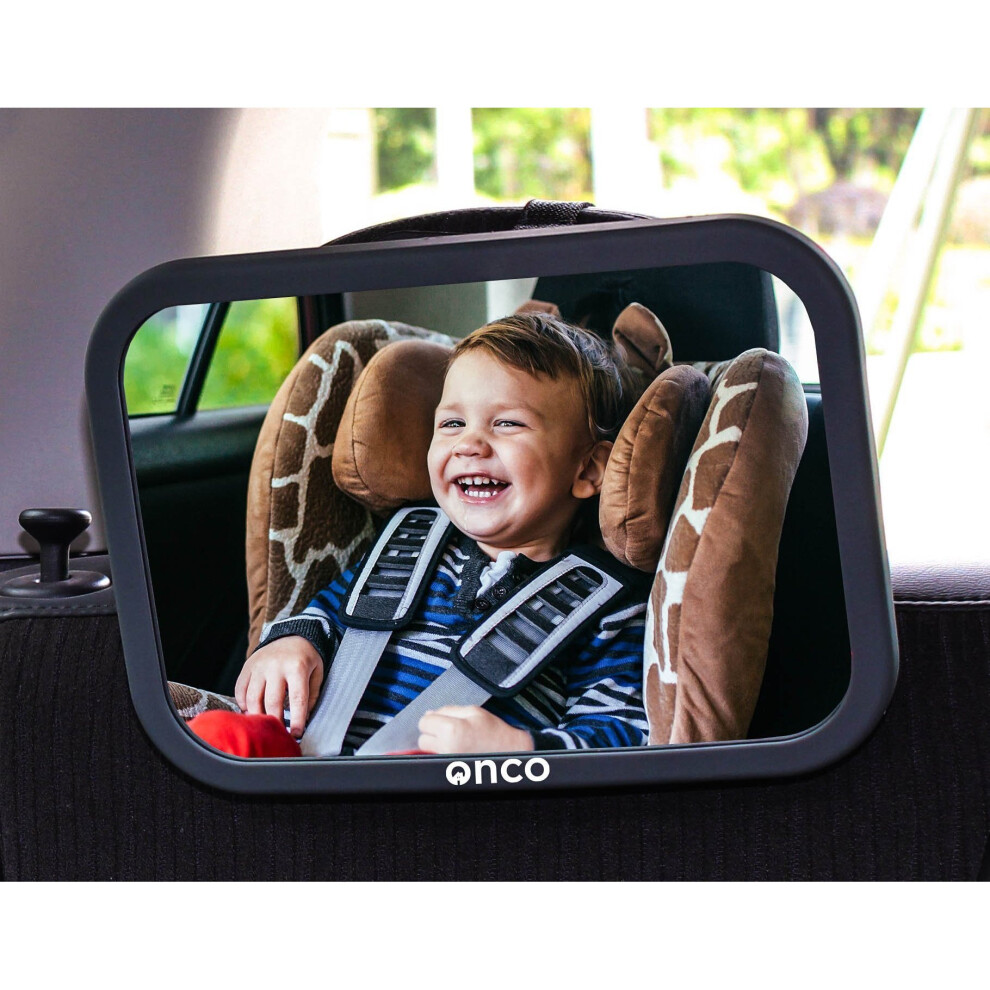 Onco Baby Car Mirror 100% Shatterproof, Fully Adjustable, Quick Secure Install