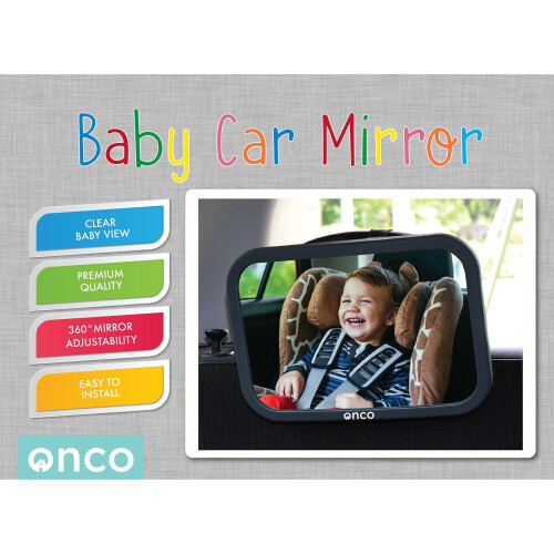 Onco Baby Car Mirror 100% Shatterproof, Fully Adjustable, Quick Secure Install 2