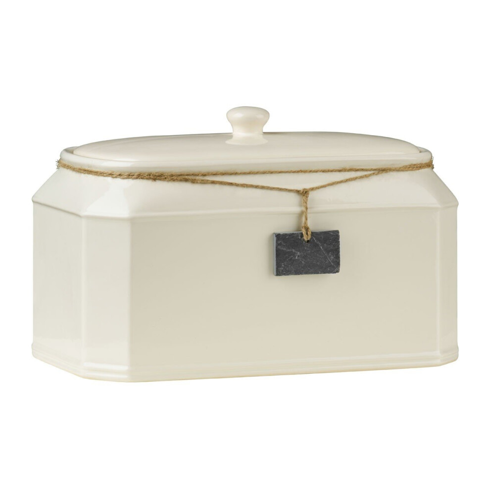 Slate Tag Bread Crock - Cream