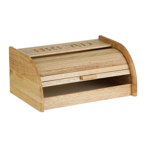 Premier Housewares Rubberwood Bread Bin Natural Engraved "Bread" Wording Detail 1