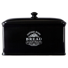 Vintage Home Bread Bin Black Ceramic Elegant Detail