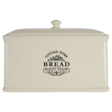 Vintage Home Bread Crock Elegant Wording Detail Cream Ceramic