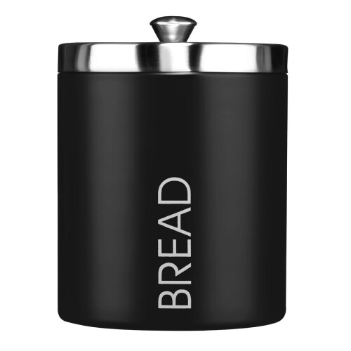 Premier Housewares Liberty Bread Bin Black Enamel Stainless Steel Lid