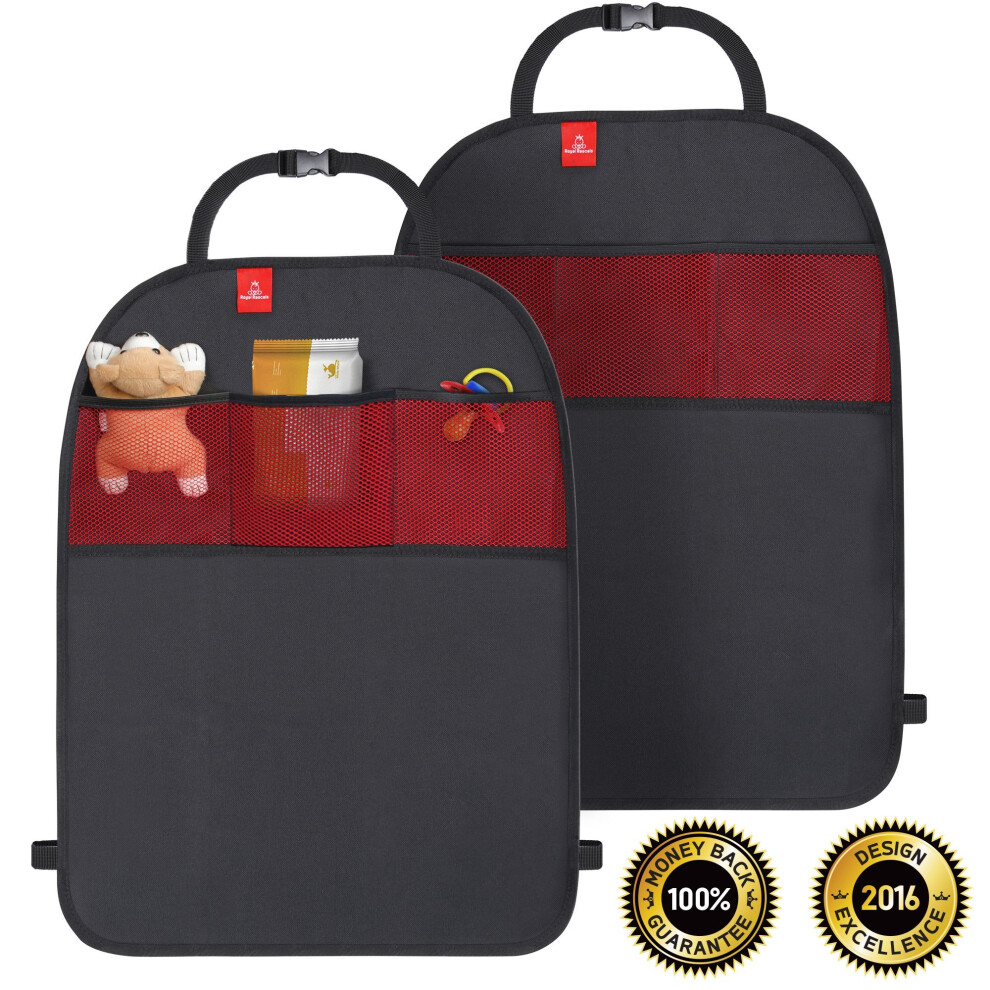 Kick Mats X2 | Car Seat Upholstery Protector | Organiser Pockets Royal Rascals