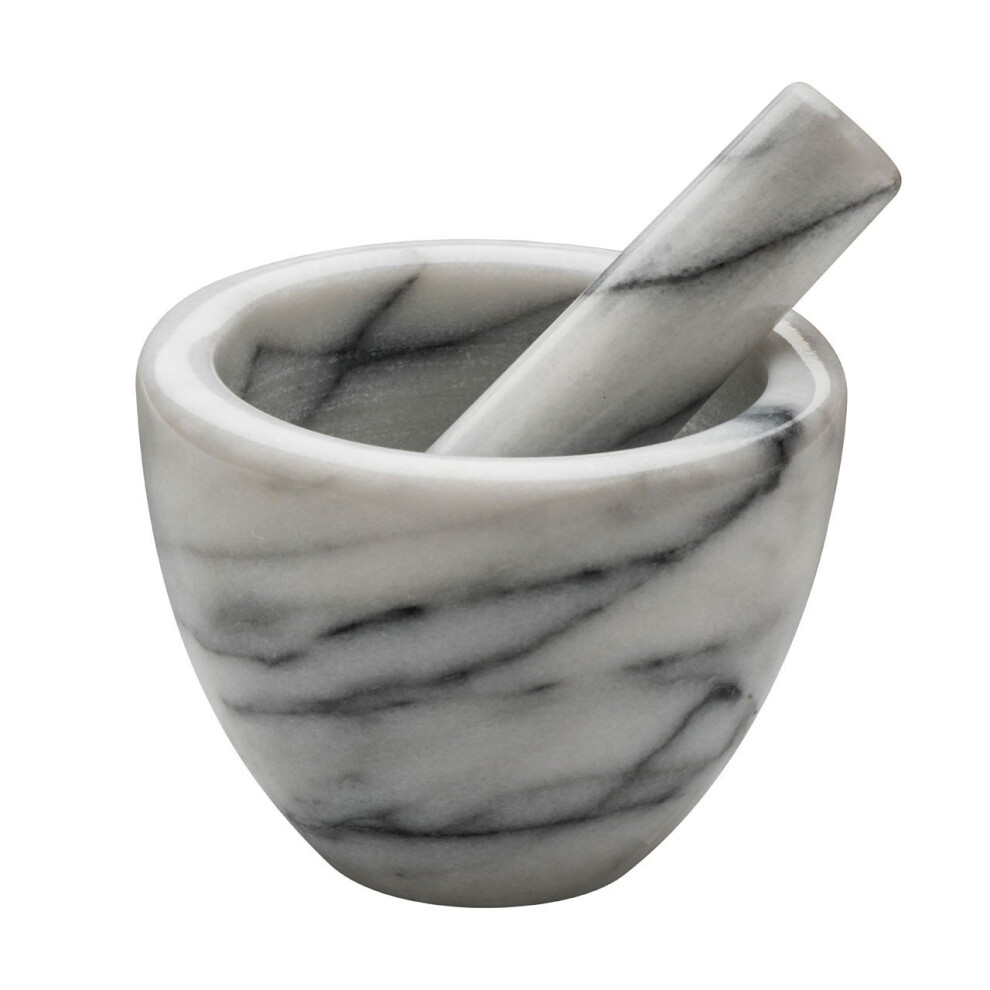 Mortar and Pestle White Marble Crush & Grind Herbs Spices