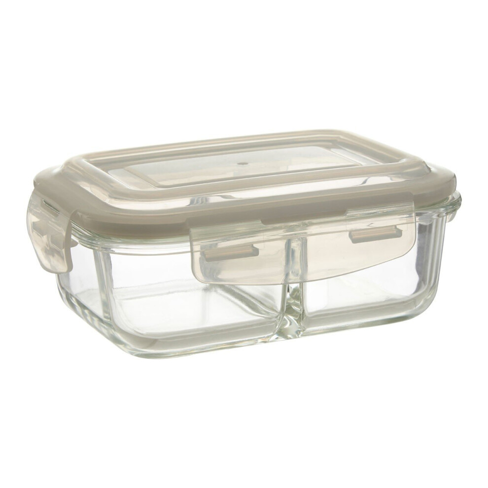 Premier Housewares Durable 640Ml Glass Container, Two Compartments House Spice Jars, Airtight Food Organizer For Kitchen