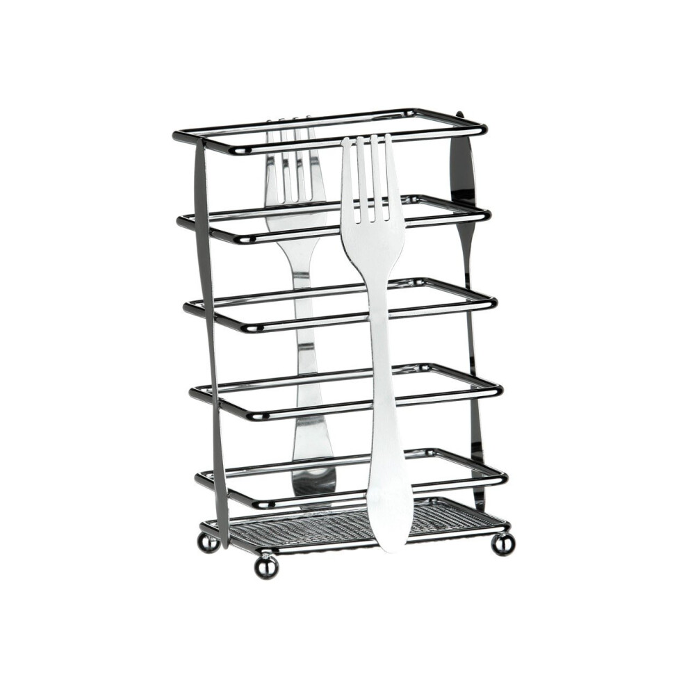 Premier Housewares Cutlery Design Cutlery Caddy Robust Metal Chrome Finish