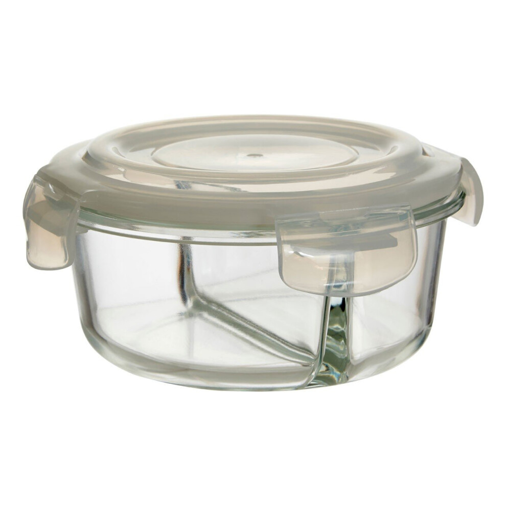 Freska Clear Glass Container 2 Storage Compartments, 620ml