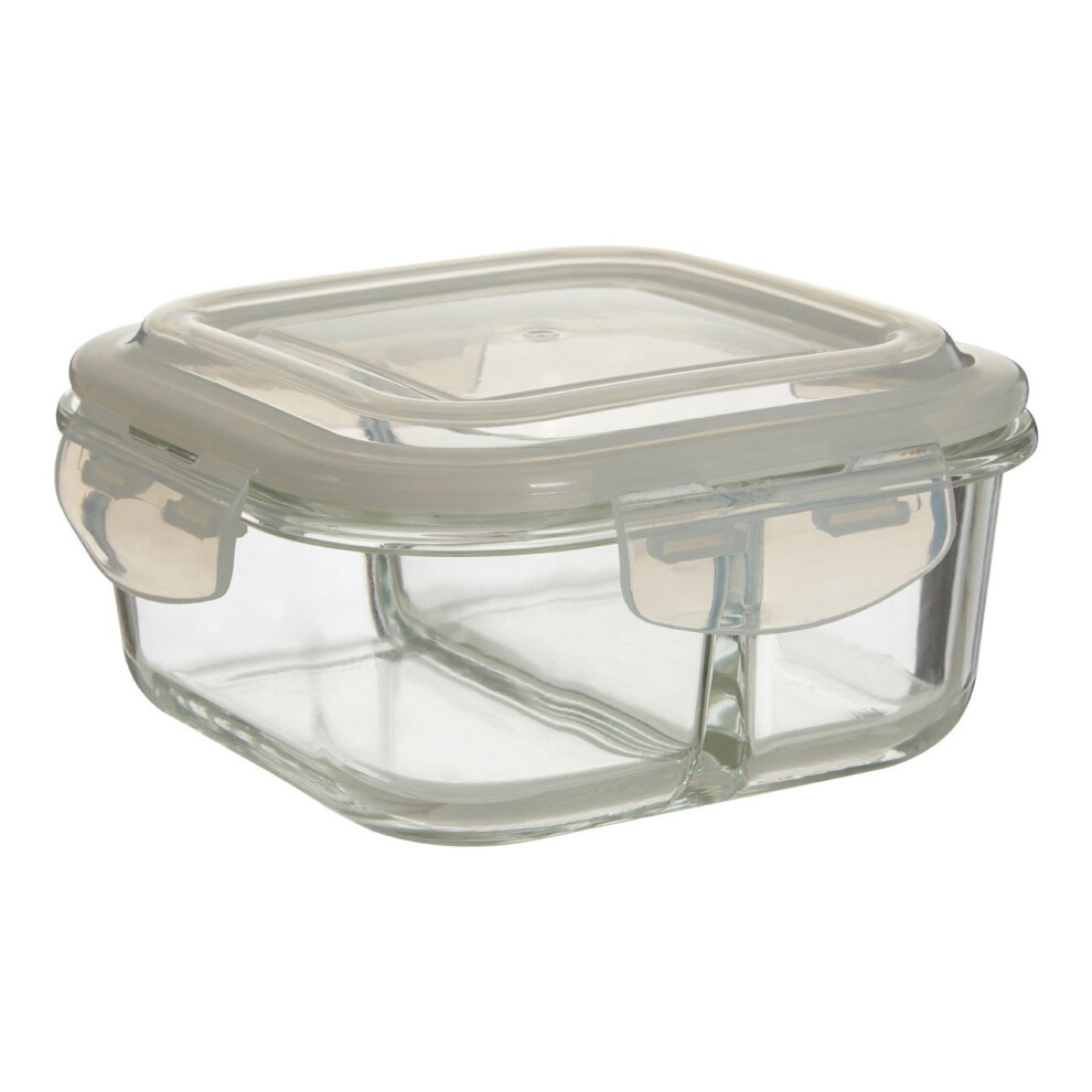 Freska Clear Glass Container 2 Storage Compartments, 800ml