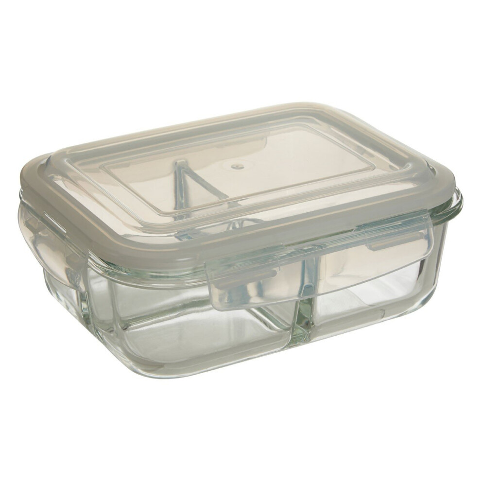 Freska Clear Glass Container 3 Storage Compartments, 1040ml