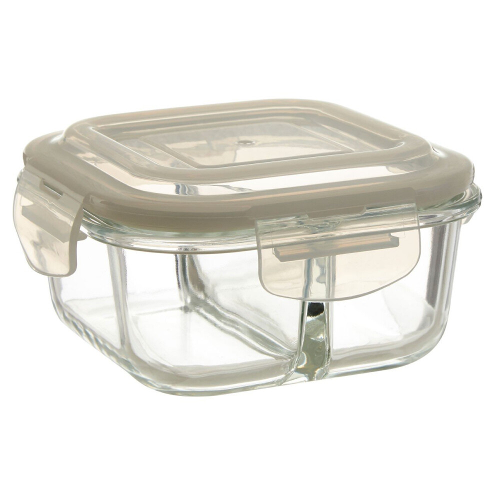 Premier Housewares Freska Clear Glass Container 2 Storage Compartments, 520Ml