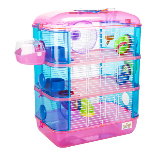 Lazy Bones Pink 3-Storey Hamster Cage Plastic Hamster House on OnBuy