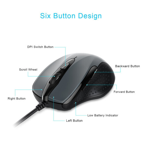 TeckNet TeckNet Pro S2 High Performance Wired USB Mouse, 6 Buttons, upto 2000dpi 1