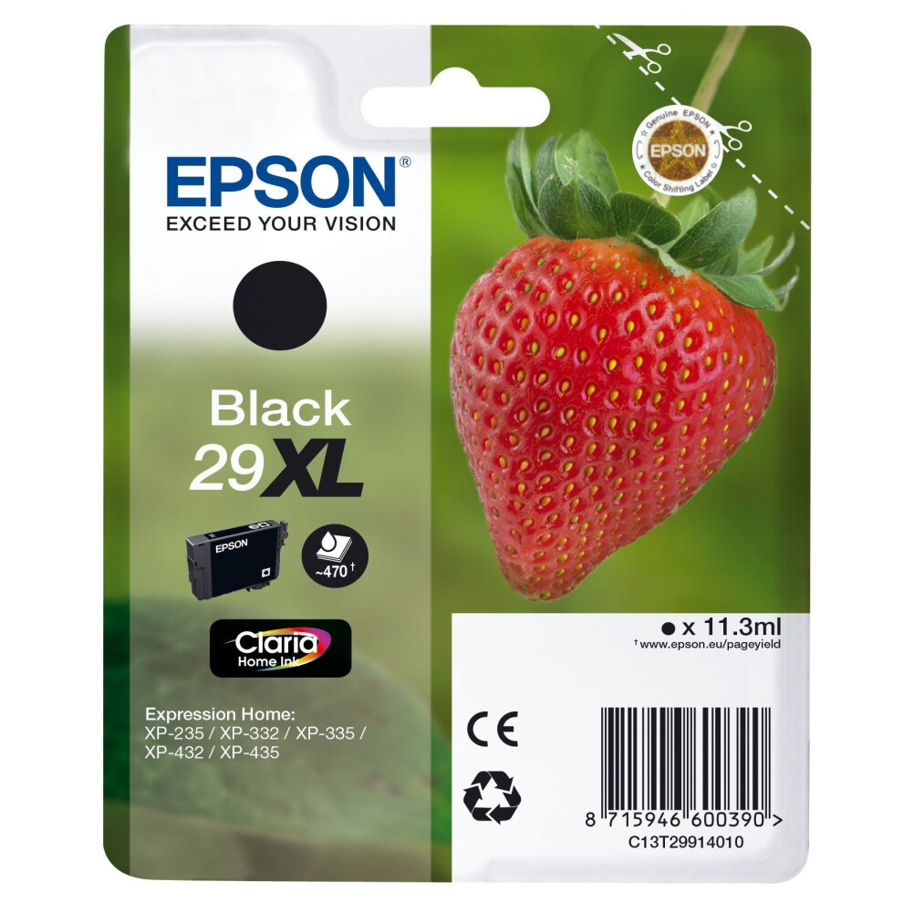 Epson Claria No.29 Home Strawberry Ink Cartridge - X-Large High Capacity, Black