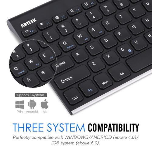 Arteck Stainless Steel Universal Portable Wireless Bluetooth Keyboard 2