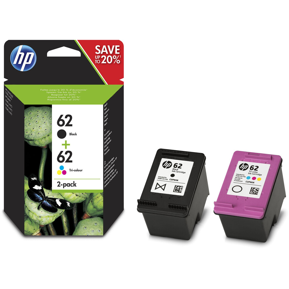 HP 62 2-pack Black/Tri-color Original Ink Cartridges (N9J71AE)