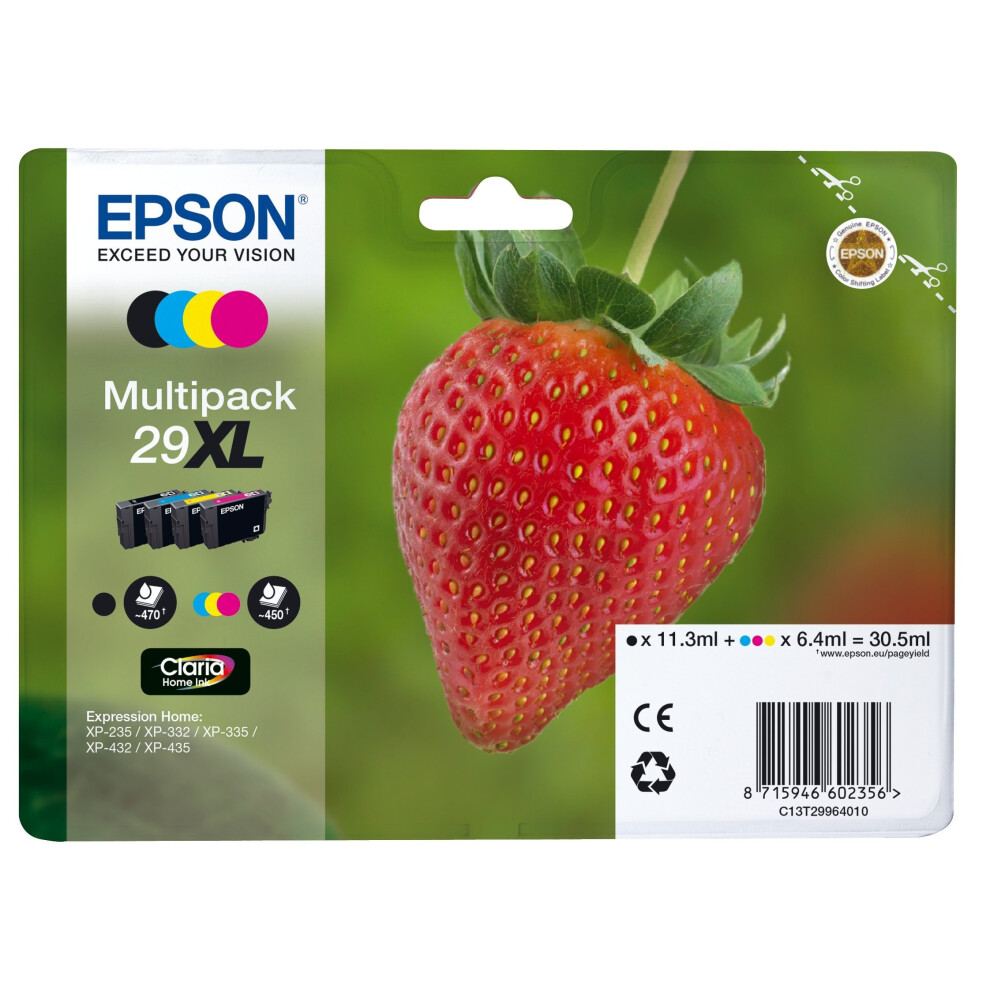 Claria Home Ink Epson 29 X-Large High Capacity Strawberry Ink Cartridge (4pack)