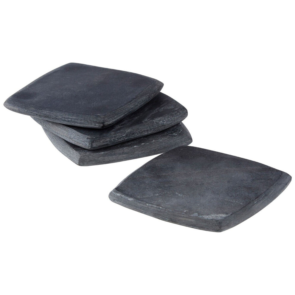 Set Of 4 Square Coasters, Marble, Grey
