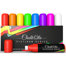 Chalk Pens - 15mm Jumbo - 3 in 1 Nib with 28g Ink - Pack of 8 neon window marker