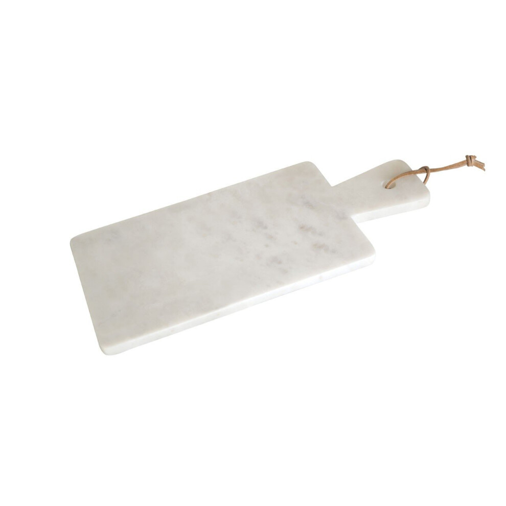 PF-1001177 Rectangular White Marble Paddle Board - Versatile Chopping & Serving Board, 38x15 cm, 2 cm Thick, 4 Feet, Hanging Hole