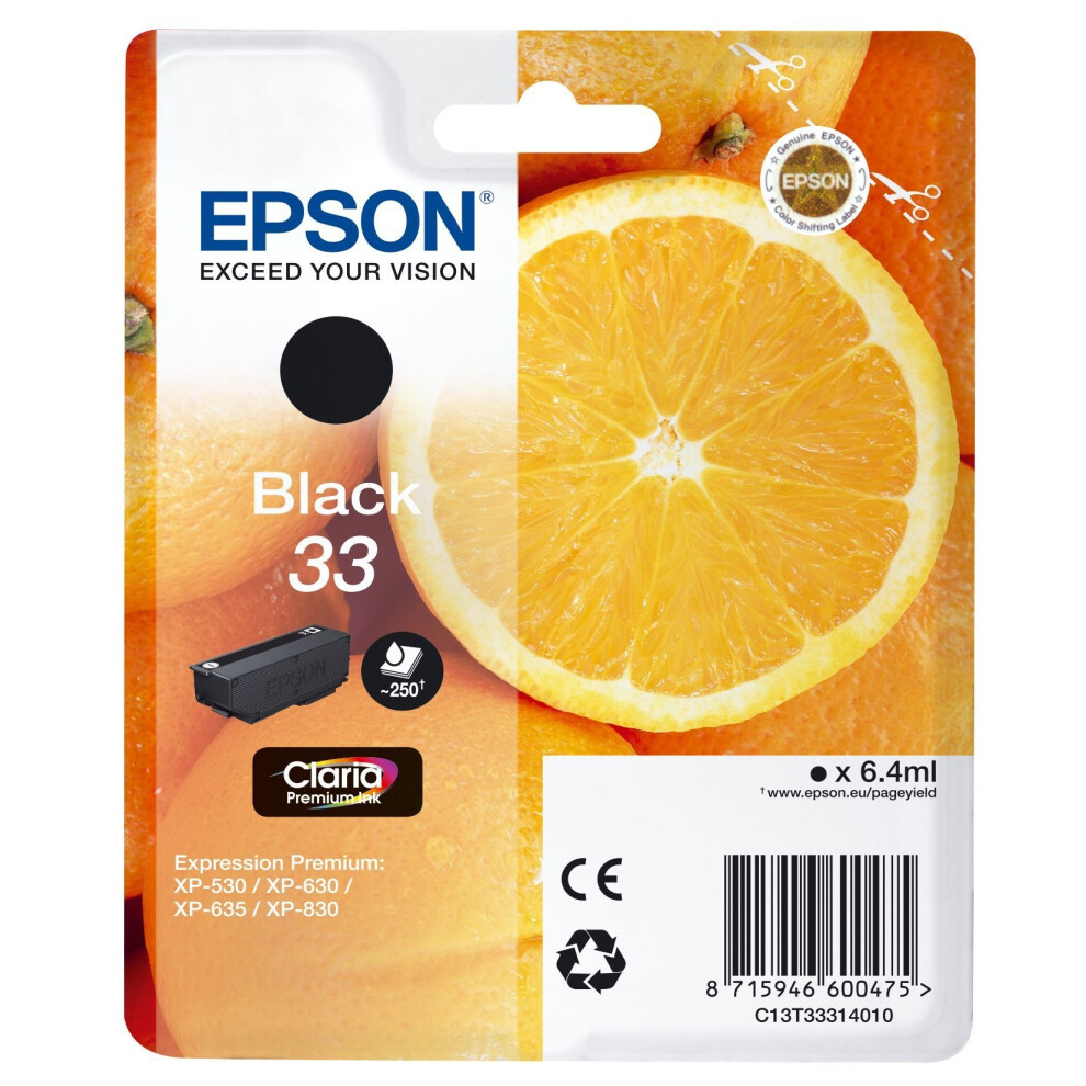 Epson 33 Claria Oranges Premium Ink Cartridge - Black