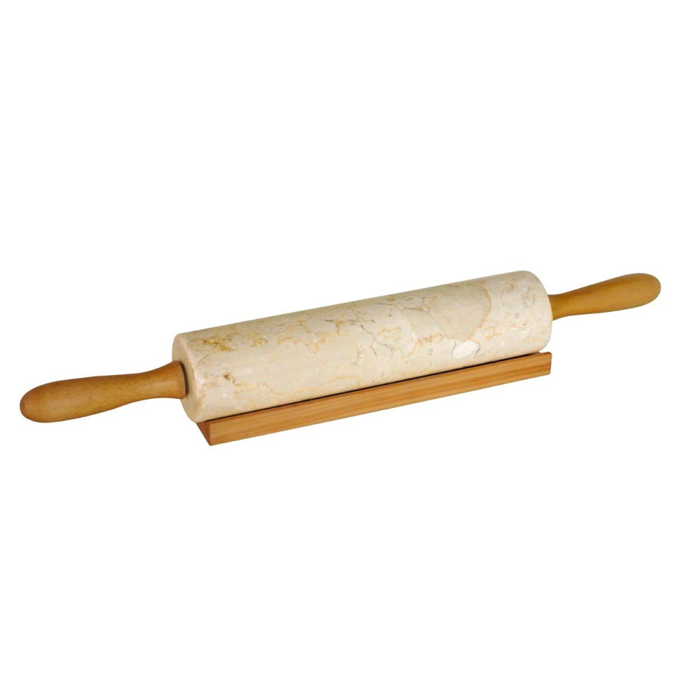 Champagne Marble Rolling Pin With Wooden Handles & Stand