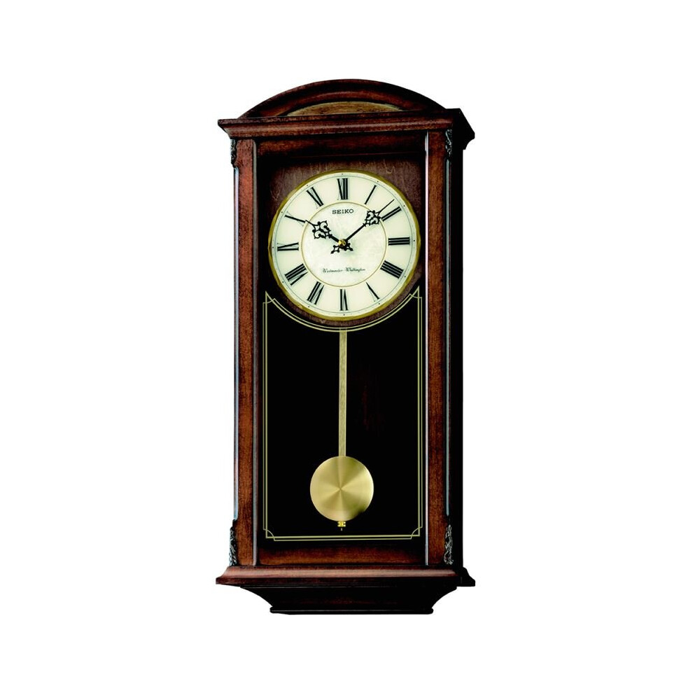 Seiko QXH030B Westminster/Whittington Dual Chime Wall Clock with Pendulam