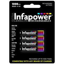 Infapower B002 Rechargeable AAA Ni-MH Batteries 1000mAh