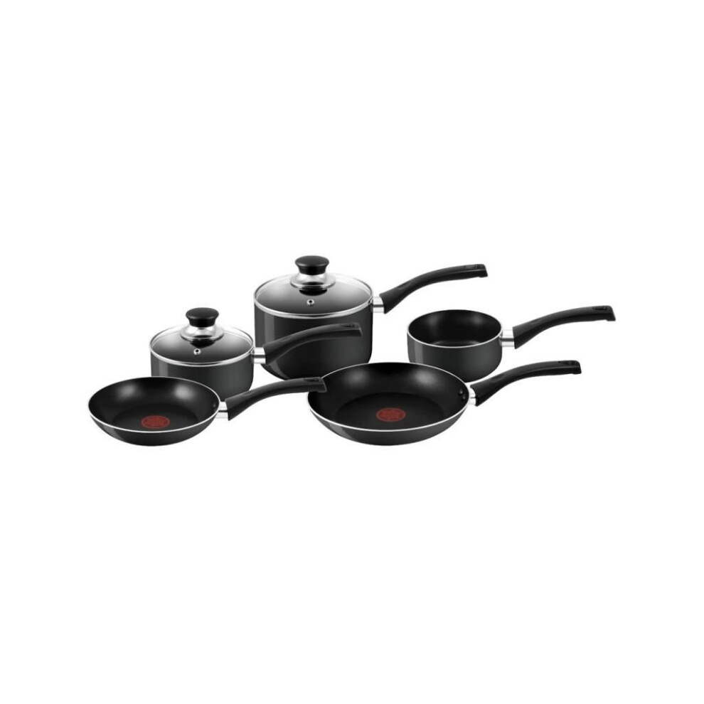 Tefal A762S944 Black Easy Care 9 Piece Non-Stick Saucepan Cookware Set