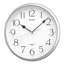 Seiko QXA001S Quartz Wall Clock with Arabic Numerals - Silver