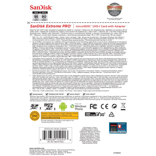 SanDisk SanDisk Extreme PRO 64 GB microSDXC Memory Card + SD Adapter 1