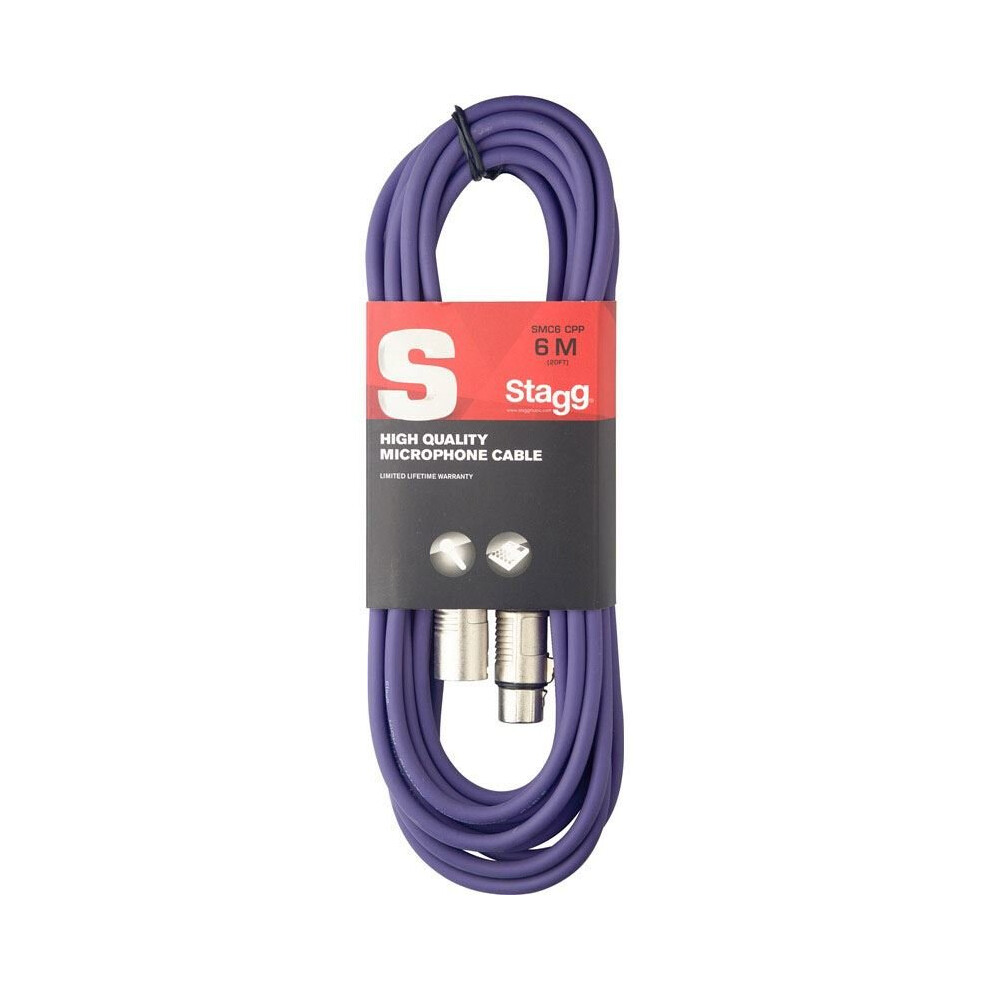 Stagg SMC6CPP High Quality Microphone Cable XLR-XLR Plug 6m - Purple