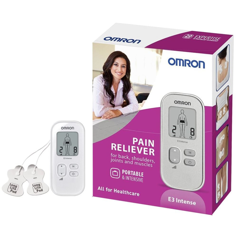 Omron E3 HV-F021-ESL TENS Intense Electronic Pain Reliever - Silver