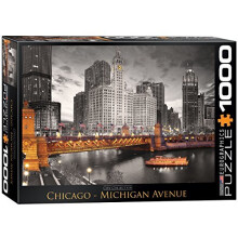 EuroGraphics Παζλ Σικάγο Michigan Avenue (1000-Τεμαχίων), Μαύρο