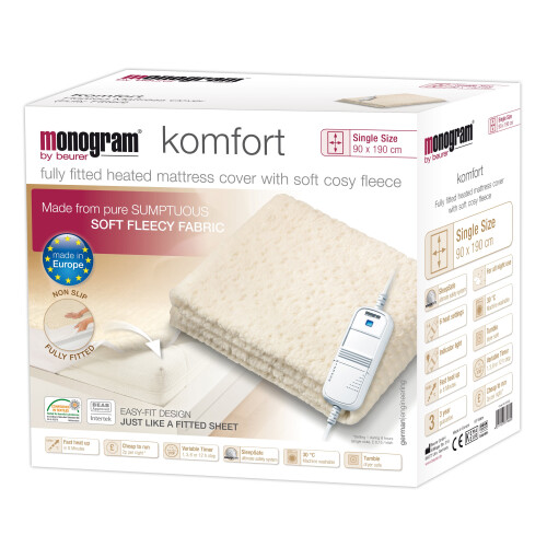 Monogram Komfort Fully Fitted Fleecy Heated Electric Blanket Single