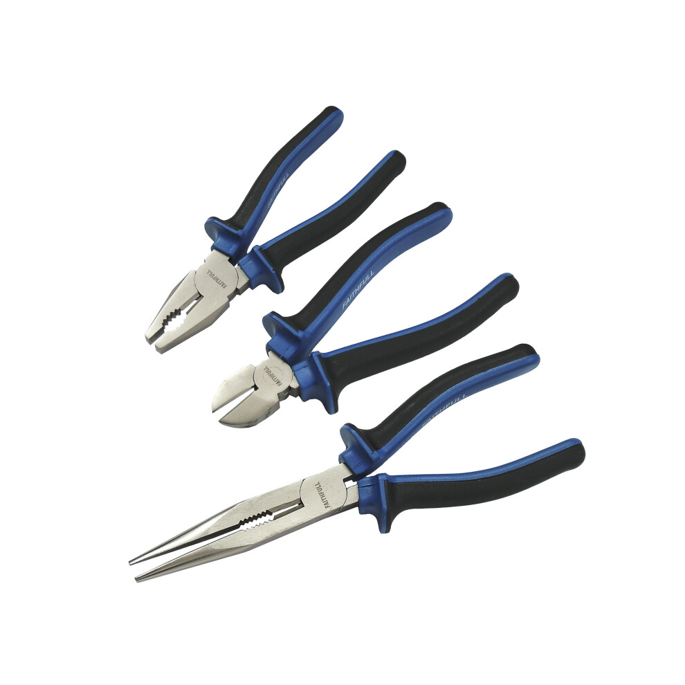 Faithfull 3-Piece Plier Set (Combination, Diagonal Cutting & Long Nose)