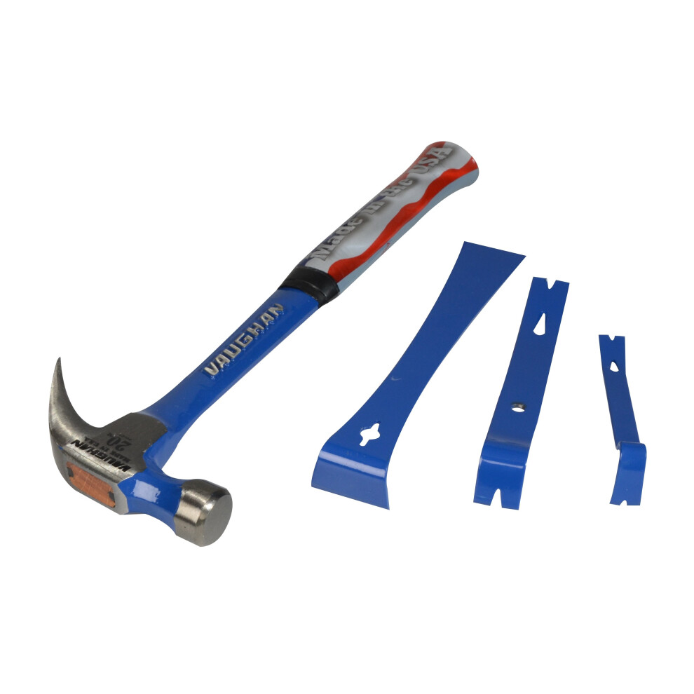 Vaughan R20 Curved Claw Nail Hammer 560g/20oz with 3-Piece Bar Set
