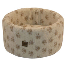 Paw Print Cream Cat Cosy Bed Small 42cm