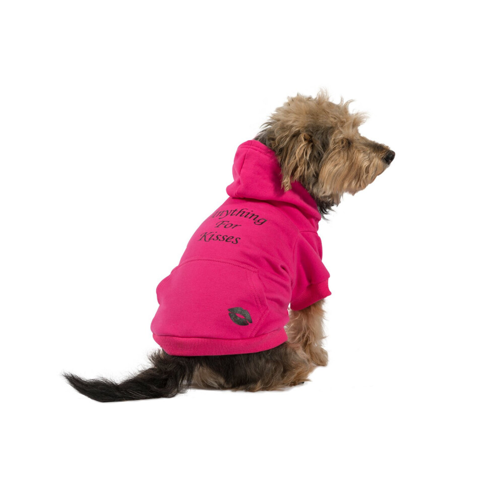 Muddy Paws Pink Kisses Dog Hoodie Large