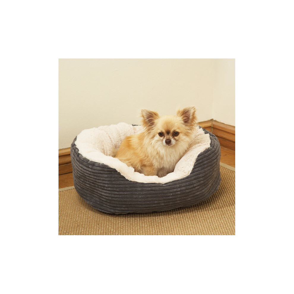 Rosewood 40 Winks Oval Sleeper Jumbo Cord/Plush 25'' Grey
