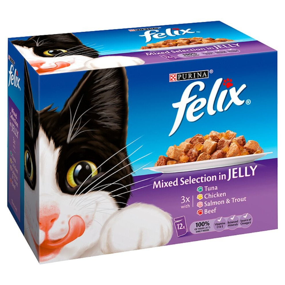 Felix Mixed Selection Chunks In Jelly 12 Pack (100g)