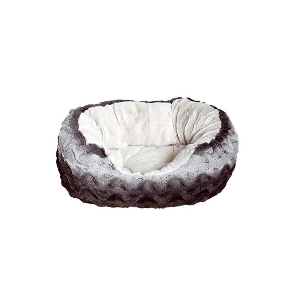 40 Winks Snuggle Bed Oval Plush Grey & Cream 20''